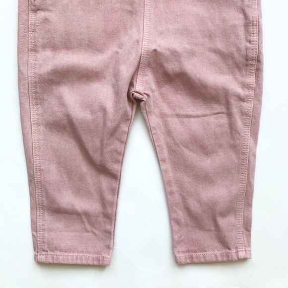 Zara NWT dusty rose denim ruffle overalls 12-18 months - Picture 3 of 5